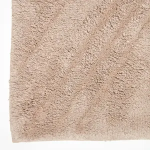 Homescapes Cotton Tufted Rug Union Jack Plain Embossed Mat Mink Beige,50 x 80 cm