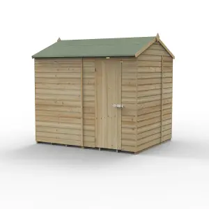 Forest Garden Beckwood Shiplap 8x6 ft Reverse apex Natural timber Wooden Pressure treated Shed with floor - Assembly service included