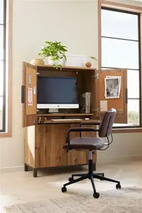 Next Dark Natural Bronx Oak Effect Compact Hideaway Desk - Dark Natural