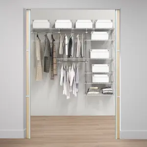 Costway Wall Mounted Closet System Metal Hanging Storage Organizer Rack with Hanging Rod