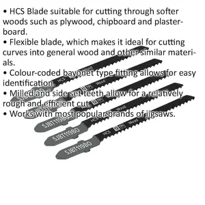 5 Pack of 75mm Wood Jigsaw Blades - 12 TPI Precision Cutting Set