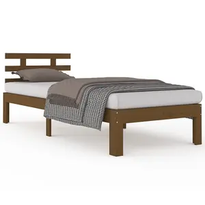 Berkfield Bed Frame Honey Brown Solid Wood 75x190 cm Small Single