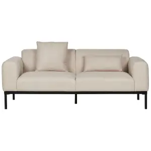 2 Seater Faux Linen Sofa Beige MALMOS