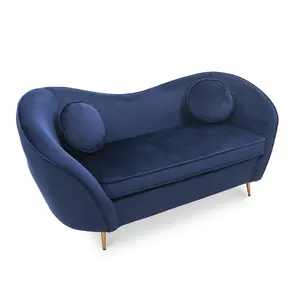 2 Seater Loveseat Small Sofa in Velvet Blue