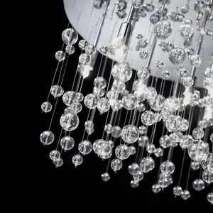 Luminosa Neve  15 Light Extra Large Glass Bubbles Semi Flush Ceiling Pendant Chrome, G9