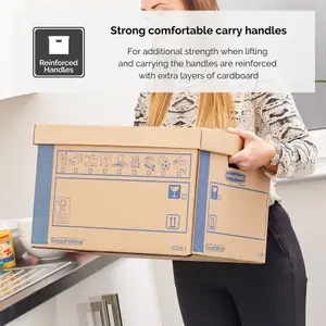 5 BANKERS BOX Cardboard Moving Boxes 47.5L Heavy Duty Double Wall Boxes Pack of 5