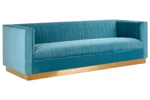 Interiors by Premier 3 Seat Light Blue Sofa For Living Room, Modern  Blue Velvet Settee Sofa, Comfortable 3 Seater Couch