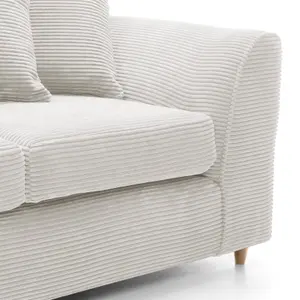 Jumbo White Cord 2 Seater Sofa for Living Room with Thick Luxury Deep Filled Cushioning