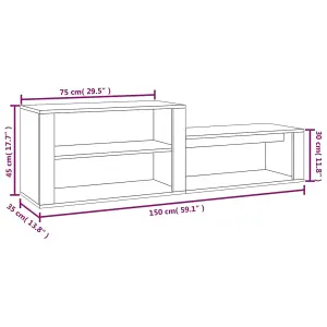 Shoe Cabinet High Gloss White 150x35x45 cm Engineered Wood