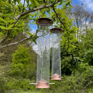 Large Copper Style Hanging Bird Nut Feeder (Set of 2)