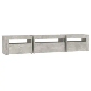 Berkfield TV Cabinet with LED Lights Concrete Grey 195x35x40 cm