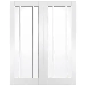 Internal Worcester Pair White Clear Glass Primed Door 1981 x 1524 x 40mm (60")