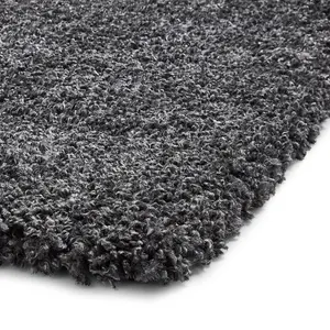 Dark Grey Plain Shaggy Modern Plain Easy to Clean Soft Rug For Dining Room -160cm X 220cm