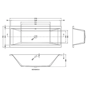 Dezine Cubo 1700 x 700mm Double Ended Bath