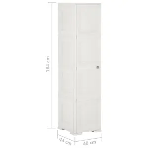 Berkfield Plastic Cabinet 40x43x164 cm Wood Design White