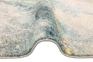 Teal Funky Modern Abstract Easy To Clean Rug For Dining Room-160cm X 220cm