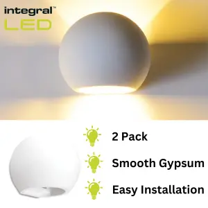 Indoor Wall Lights Decorative Paintable Gypsum: IP20: Requires 1x G9 Bulb/Light (Max 40W) - 2 Pack