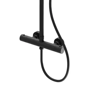 Emilia Round Thermostatic Shower Kit with Fixed Head & Handset - Matt Black