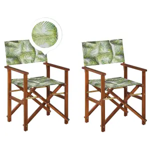 Set of 2 Garden Chairs CINE Acacia Wood Light Green