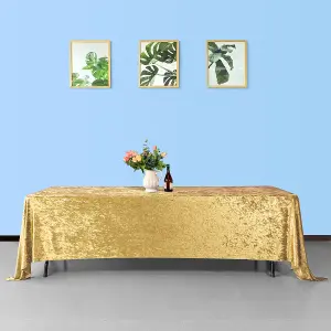 Diamond Velvet Rectangle Tablecloth, Gold , 70 Inch x 144 Inch