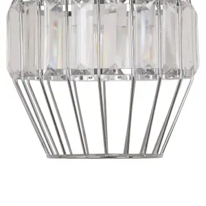 First Choice Lighting Beaded Chrome Cage Pendant Shade with Clear Prism Detail