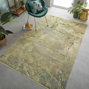 Mustard Abstract Kilim Modern Abstract Rug Easy to clean Living Room and Bedroom-200cm X 290cm