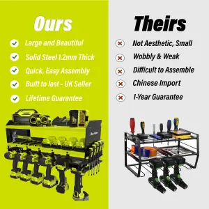 Power Tool Storage Organiser Rack Drill Holder - 6 Slot (Ryobi Green)