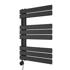 Agadon Lola Open Electric Designer Panel Towel Radiator - 750 x 500 mm Black - 300 W