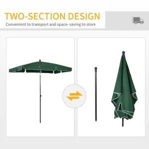 Outsunny Aluminium Sun Umbrella Parasol Patio Rectangular 2M x 1.3M Green