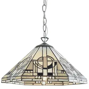 Tiffany Glass Hanging Ceiling Pendant Light Chrome Chain 1 Lamp Shade i00139