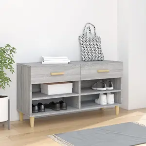 Berkfield Shoe Cabinet Grey Sonoma 102x35x55 cm Engineered Wood