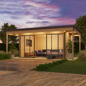 Lasita Domeo 4 V2 with Veranda Garden Office - 6m x 4.2m - Modern Summer House Double Glazed