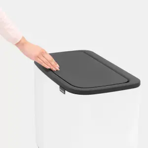 Brabantia Bo Touch Wide White Metal Bin - 36L Freestanding