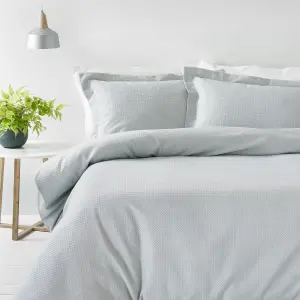 The Linen Yard Waffle Textured 100% Cotton Duvet Cover Set