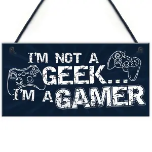 Red Ocean Gamer Novelty Gifts Hanging Plaque Gamer Door Sign Bedroom Accessories Gift For Dad Brother