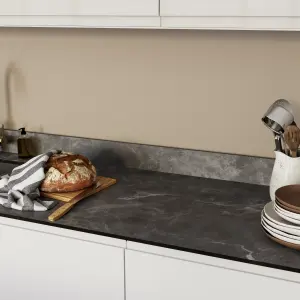 GoodHome 12mm Nepeta Matt Grey Soapstone effect Paper & resin Square edge Kitchen Worktop, (L)3000mm