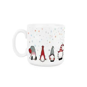 Purely Home Christmas Gonks Mug - Festive Xmas Gnome Gifts - Tea/Coffee Ceramic White Cup