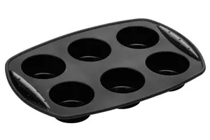 Essentials by Premier 6 Cup Black Silicone Muffin Mould