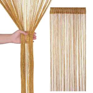 String Curtain Panel Spaghetti Tassel Curtain, 200cm x 90cm - Gold