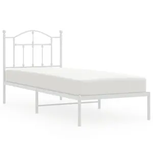 Berkfield Metal Bed Frame with Headboard White 90x190 cm