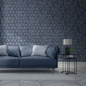 Muriva Blue Marble Metallic effect Embossed Wallpaper