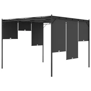 Berkfield Garden Gazebo with Side Curtain 3x3x2.25 m Anthracite