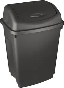 simpa 50L Black Plastic Swing Lid Bin - Single Bin