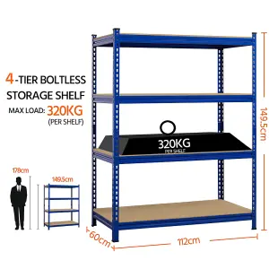 Yaheetech 4 Tier Adjustable Storage Shelf Rack Blue