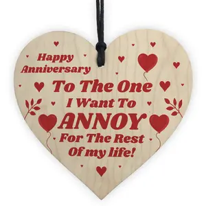 Anniversary Gift Funny Humour Cheeky Joke Husband Wife Gift Wooden Heart