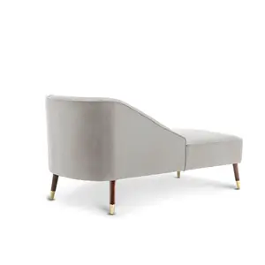 Left Hand Chaise Lounge in Faux Leather Suede Cream