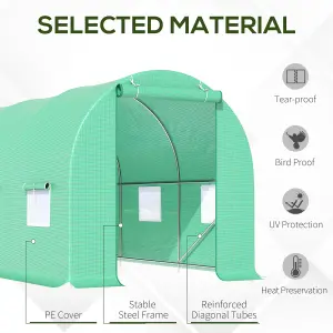 Outsunny Polytunnel Walk In Green House w/ PE Cover, 4.5 x 2 x 2m