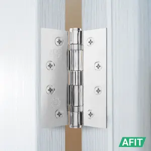 AFIT Polished Chrome Door Hinges - 4 Inch / 102mm  Internal Fire Door Hinges - 1 Pair