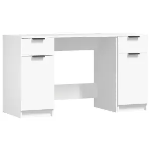 Berkfield Desk with Side Cabinet White Engineered Wood