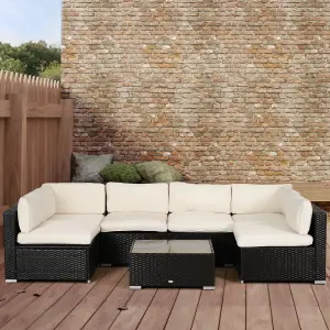 Outsunny Garden Rattan Sofa Set Polyester Cover Replacement No Cushion Beige